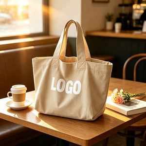 Sac fourre-tout décontracté en toile avec impression de lettres couleur personnalisée, sac à bandoulière tendance pour le café, l'école et les voyages - Product Image 2
