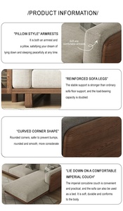 Sofá de madera maciza de estilo nórdico, nuevo sofá de tela de madera de fresno de estilo chino, sofá sencillo para sala de estar, muebles de madera maciza - Product Image 6