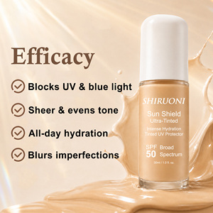 Crème solaire teintée SPF50 à label privé OEM, sans <span class=keywords><strong>nano</strong></span>-<span class=keywords><strong>oxyde</strong></span> <span class=keywords><strong>de</strong></span> <span class=keywords><strong>zinc</strong></span>, niacinamide, peptide, hydratante, apaisante, protection UV, maquillage du visage - Product Image 3