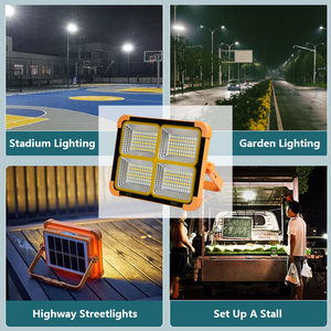 100W Açık Hava Şarj Edilebilir Taşınabilir Kamp Lambası Güneş Enerjili Taşınabilir LED Projektör USB Pil Acil Durum Çalışma Güneş Lambaları - Product Image 3