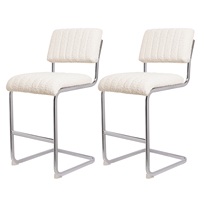 Tabourets de bar modernes en cuir Kirkasa, design sans accoudoirs de style mid-century, base blanche, pour salle à manger, salon, chambre, bureau à domicile, hôtel