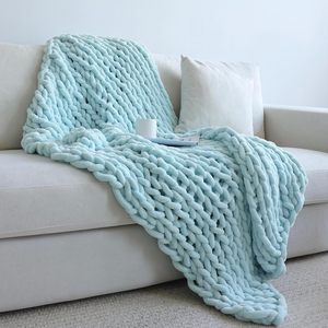 Manta de punto grueso de chenilla, manta cálida y acogedora hecha a mano, sofá, cama, hogar, banket de lana, mantas de hilo gruesas y gigantes - Product Image 1
