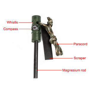 GARIDA campeggio ed escursionismo all'aperto tre fischietti funzionali bussola e accenditore strumenti di sopravvivenza mini facile da trasportare <span class=keywords><strong>blue</strong></span> flint - Product Image 3