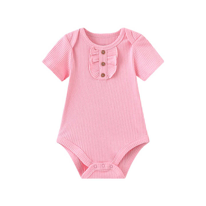 Custom Wholesale Organic Cotton Decorative Button Short Sleeve Plain