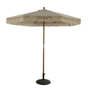 Большой открытый деревянный цветной столб, белый макраме Бали, пляжный зонт с кисточкой и бахромой - Product Image 2