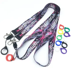 Europe Hot Sale Neck Lanyard Pen Holder Full Color Logo 36 Inch Personalized Necklace Lanyards With 13mm Diameter Silicone Ring