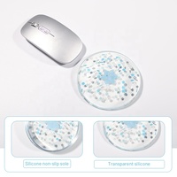 Tapis de souris de jeu personnalisé en silicone gel transparent de forme ronde, résistant à l'eau, avec repose-poignet pour la maison et le bureau