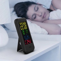 Jam Alarm Digital Lcd multifungsi, jam dinding untuk orang tua, jam temperatur kalender Lcd