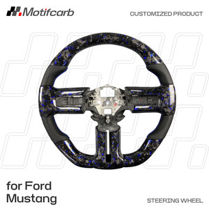Volante Personalizado de Fibra de Carbono Forjado Azul, Mejora Interior para Ford Mustang 2015-2023 GT GT350 GT500 Coupé Convertible S550 - Product Image 2