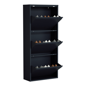 Armoire à <span class=keywords><strong>chaussures</strong></span> en acier noir Durable de haute qualité 3 tiroirs avec tiroir à rabat pour la maison salon stockage de <span class=keywords><strong>chaussures</strong></span> de Style moderne - Product Image 4
