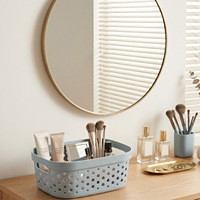 MONR Panier de rangement moderne et minimaliste en polypropylène (PP) – Organisateur d'articles divers pour salle de bain, conteneur portable avec couvercle ouvrable et refermable