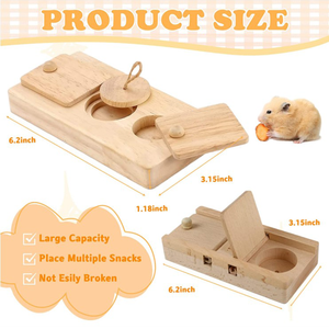 Shangrun Bamboo Animals Foraging <span class=keywords><strong>Toys</strong></span> piccoli animali domestici criceto in legno Forager Golden Bear <span class=keywords><strong>Hamster</strong></span> Snack Plate Wood <span class=keywords><strong>Pet</strong></span> Feeder - Product Image 4