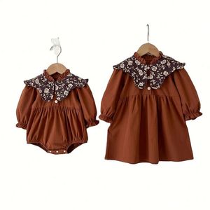 Autumn <strong>Kids</strong> Girls Long Sleeved <strong>Dress</strong> Newborn Baby Flower Printing Romper Children's Cotton Clothes - Product Image 1
