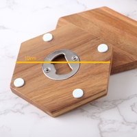 Sous-verres et tapis hexagonaux en bois d'acacia écologiques antidérapants de style nordique, directement de l'usine, avec ouvre-bouteille, idée cadeau pour la cuisine