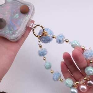 Thiết Kế Mới Mùa Thu Và Mùa Đông Phong Cách Pom Pom Keychain Dễ Thương Lông Bóng Hạt Mặt Dây Chuyền Dây Đeo Cổ Tay Mini Đầy Màu Sắc Ngọc Trai Tua Điện Thoại Charms - Product Image 1