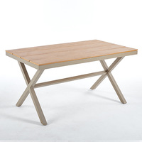 Ensemble de table et de chaises de salle à manger en aluminium tissé d'extérieur de style nordique, design moderne, table longue pour fête à domicile, ensemble de chaises, vente en gros