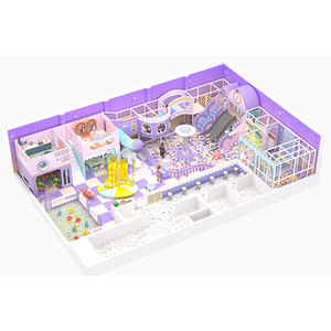 Morandi Indoor Children Playground Steel pink with Roller <b>Slide</b> Spiral <b>Slide</b> Ball <b>Pool</b> Mini Town 212SQM School Use - Product Image 5