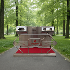 Système d'entrée industriel Kandemir en acier inoxydable AISI 304 avec tourniquet, tapis de barrière hygiénique et brosse à semelles de chaussures désinfectante - Product Image 3