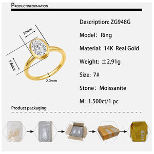 ファインジュエリー認定D/VVSモアッサナイト、1.5カラットオーバルカットK14リアルゴールドリングOEM ODM AU585 - Product Image 6