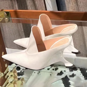 New Sexy 9CM Wedges Heels on Mules Shoes Pointed Toe Patent Leather Dress Pumps Women's Fashion Sandals Slippers - Product Image 6
