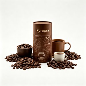 Custom Food Grade Coffee Paper Tube Packaging with Peel Off Lid Airtight <b>Round</b> Canister for Coffee Bean Powder Custom Logo - Product Image 1