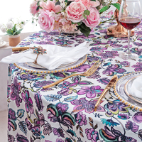 Nappe ronde florale personnalisée de 132 pouces en tissu premium pour la maison, l'hôtel, la cuisine, les fêtes et les événements, en faux lin