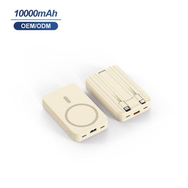 SChitec Compact Build-in Cable magnetic wireless power bank 10000mah for Mobile Device Wireless Charging