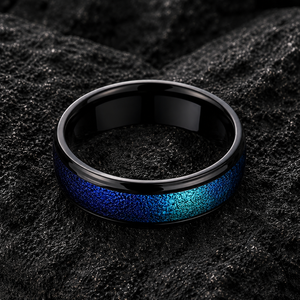 Anillo de banda de eternidad JLM al por mayor de acero inoxidable galvanizado antideslustre con diseño de arena movediza cósmica de galaxia para hombres, mujeres y unisex, para boda - Product Image 5
