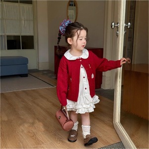 Tongxingyuan Girls' Knitted <b>Cardigan</b> Dress Set Cotton Peter Pan Collar Autumn Outfit Children's Clothing - Product Image 4