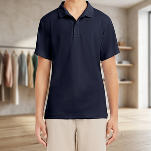 เสื้อยืดแขนสั้นผู้ชายแบบไร้ตะเข็บ ผลิตจากโพลีเอสเตอร์ 100% ถักทอ สีพื้น ระบายอากาศดี ติดกระดุม ออกแบบได้ตามสั่ง สไตล์ลำลอง ขายส่ง - Product Image 3