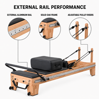 Machine de Pilates Reformer Professionnelle en Bois de Chêne Massif, Réglable sur Toute la Longueur, Portable, pour la Santé, Usage Commercial en Salle de Sport et Studio de Fitness