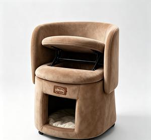 Space Saving <b>Folding</b> Cat Cave <b>Bed</b> Chair Wooden Frame Orthopedic Memory Foam Small Dog <b>Bed</b> - Product Image 1