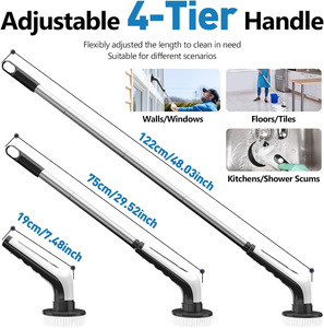 9 in 1 Multifunctional IPX7 Handheld <b>Electric</b> Cleaning Brush Retractable Spin <b>Scrubber</b> Black <b>Electric</b> Cleaning Brush - Product Image 3