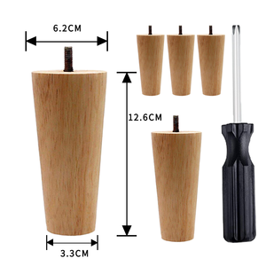 <span class=keywords><strong>Pieds</strong></span> de canapé de remplacement modernes en bois massif ronds pour meubles de cuisine - Installation facile - Product Image 3
