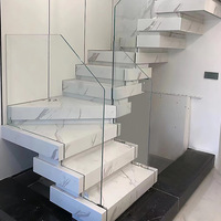 Rampe d'escalier en verre, garde-corps en bois massif et acier inoxydable, design moderne, durable, pour usage intérieur, écologique, pour balcons et villas