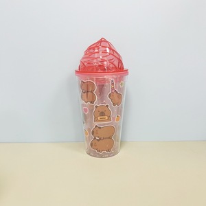Kapibala 450ml Double Walled Plastic Straw Cup With Ice Cream Lid Cartoon Design Party Use - Product Image 3