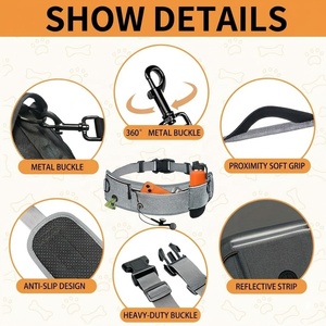 Outdoor Reflective Pet Walking Running Waist Leash With Handle Tactical Heavy Duty Adjustable Tactical <strong>Dog</strong> Bungee Lead - Product Image 4