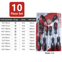 Kit de tournevis multi-usages 10 pièces, embouts plats et cruciformes, poignée confortable, pour l'électronique et le bricolage