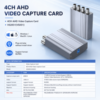 Tarjeta de Captura de Video AHD USB3.0 de 4 Canales, 720P30 MJPEG MP4, Transmisión en Vivo, Sin Controladores, para Laptop, Grabación de Cámara CCTV Analógica