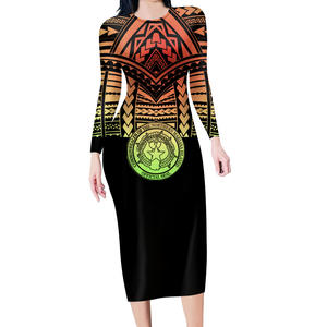 Robe fourreau d'été pour femmes Polynesian Tribal Design Ladies Elegant Off-The-Shoulder Evening Gown Custom - Product Image 4