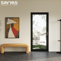 Porte battante extérieure en aluminium sur mesure SAYYAS, soudure sans joint, grandes coins arrondis, double couleur intérieur/extérieur pour maison moderne