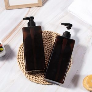 Bouteilles de shampooing en plastique PET ambré de 300 ml et 500 ml avec pompe à lotion pour les soins quotidiens du corps et les emballages cosmétiques - Product Image 6