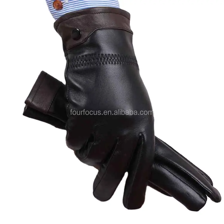 Women Men Winter Warm PU Leather Gloves For Driving