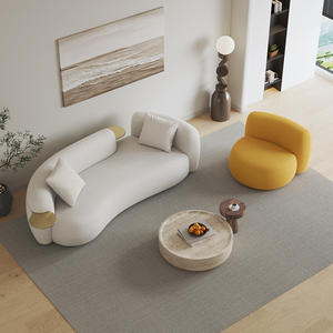 Divano Curvo di Lusso Moderno del Designer Nordico, Tessuto in Pelle di Agnello di Alta Qualità per Soggiorno, Sedie d'Attesa Creative e Belle - Product Image 4