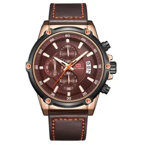 迷你福克斯MF0175G原装计时手表最佳品质男士石英手表防水皮革表带经典老板手表