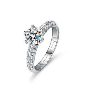 Anello Nuziale Regolabile in Moissanite da 1 Carato Colore D Placcato Platino per Donna con Certificato GRA - Product Image 5