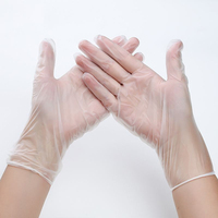 100 PCS/Boîte Gants d'examen jetables en PVC transparent de qualité alimentaire sans poudre de 9 pouces pour restaurant, usage domestique et tatouage