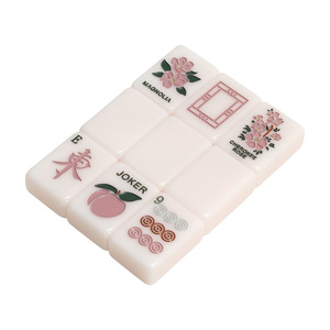 Meilleures ventes : Tuiles <span class=keywords><strong>de</strong></span> mahjong américaines en acrylique beige, imprimées avec motif floral pêche et logo personnalisé, mignonnes et élégantes, pour <span class=keywords><strong>les</strong></span> fêtes <span class=keywords><strong>de</strong></span> filles - Product Image 4