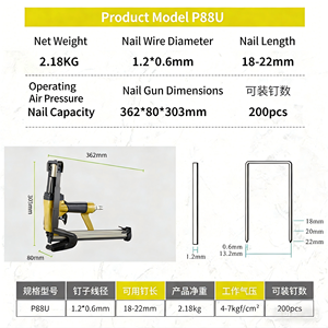 <span class=keywords><strong>Agrafeuse</strong></span> pneumatique industrielle pour matelas, canapés et coussins, longueur des agrafes 1/2 2, capacité 200 agrafes - Product Image 5