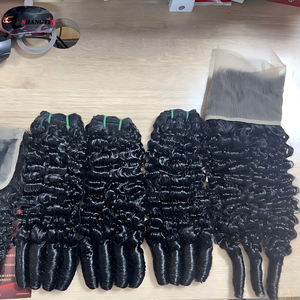 34 36 38 英寸豪华双拉丝缅甸卷发深波浪人发束未加工处女雷米毛发原生毛发，毛发切口整齐 - Product Image 3